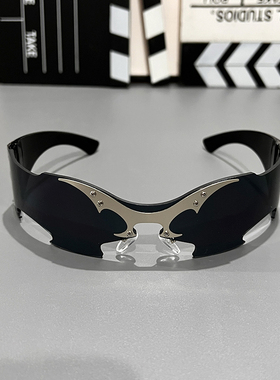 赛博朋克长方形无框切边太阳眼镜