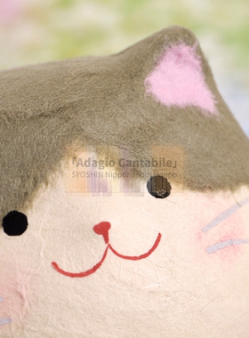 日本手工张子纸工和纸摆件和纸猫猫儿童房摆件灰猫9cm