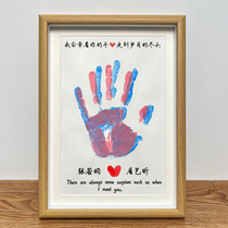 Oil painting Remembrance of printed mud Colour handmade diy lovers hand-printed photo frame by palm print picture frame Valentines Day