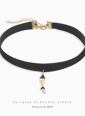 猫咪黑色百搭项链BUZZZZ少女心