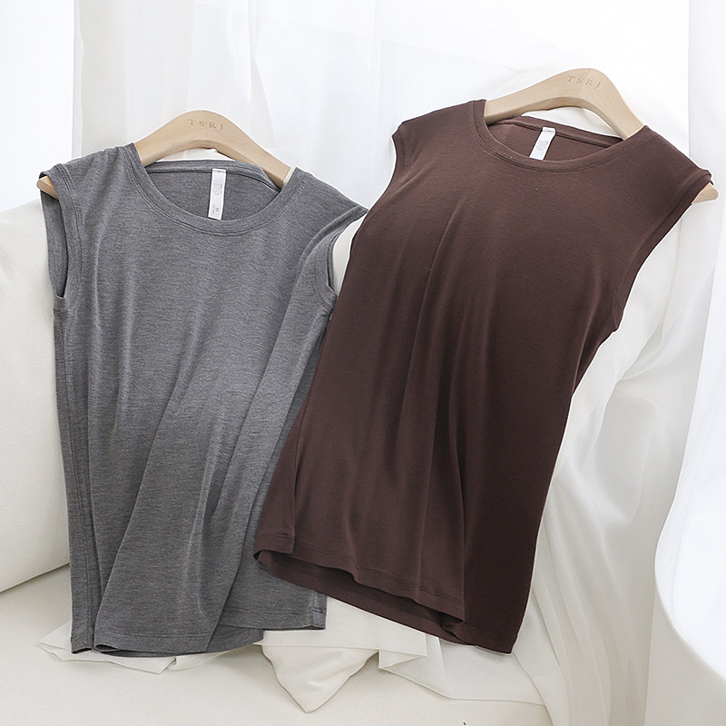 美拉德叠穿简约圆领打底背心羊毛蚕丝混纺秋冬发热腈纶保暖上衣女,淘宝优惠券,粉丝福利购,淘宝优惠卷