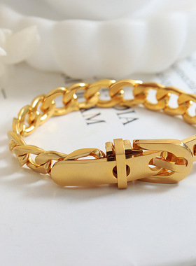 欧美表带扣古巴钛钢手链