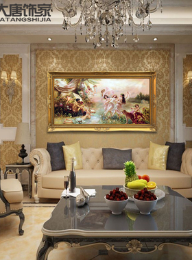纯手绘欧式客厅装饰画人物油画