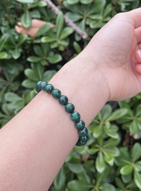 DIY设计手工串珠8mm+天然绿色孔雀石手串配虎牙珠玛瑙紫水晶手链