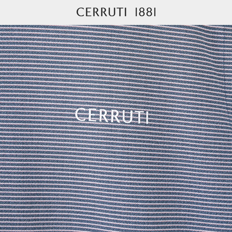 CERRUTI 1881男装夏季商务休闲棉桑蚕丝复古条纹POLO衫C45H9EI091 - 图2