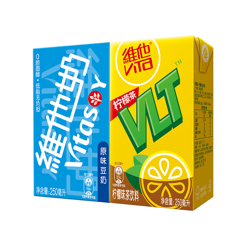vitasoy维他奶原味豆奶250ml*16盒+柠檬茶柠檬味茶饮料250ml*16盒