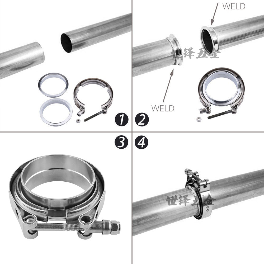改装排气管法兰不锈钢卡箍304子母接头消声器抱箍卡扣V BandClamp-图1