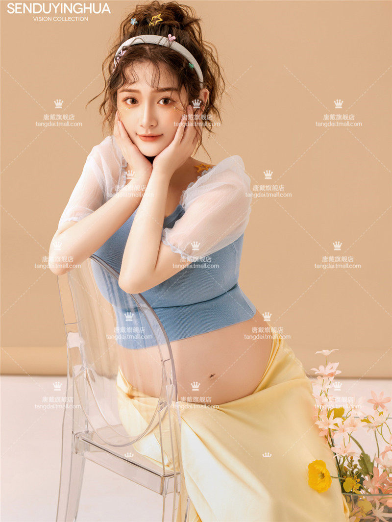 影楼孕妇小清新大肚妈咪照私房 唐戴影楼服装