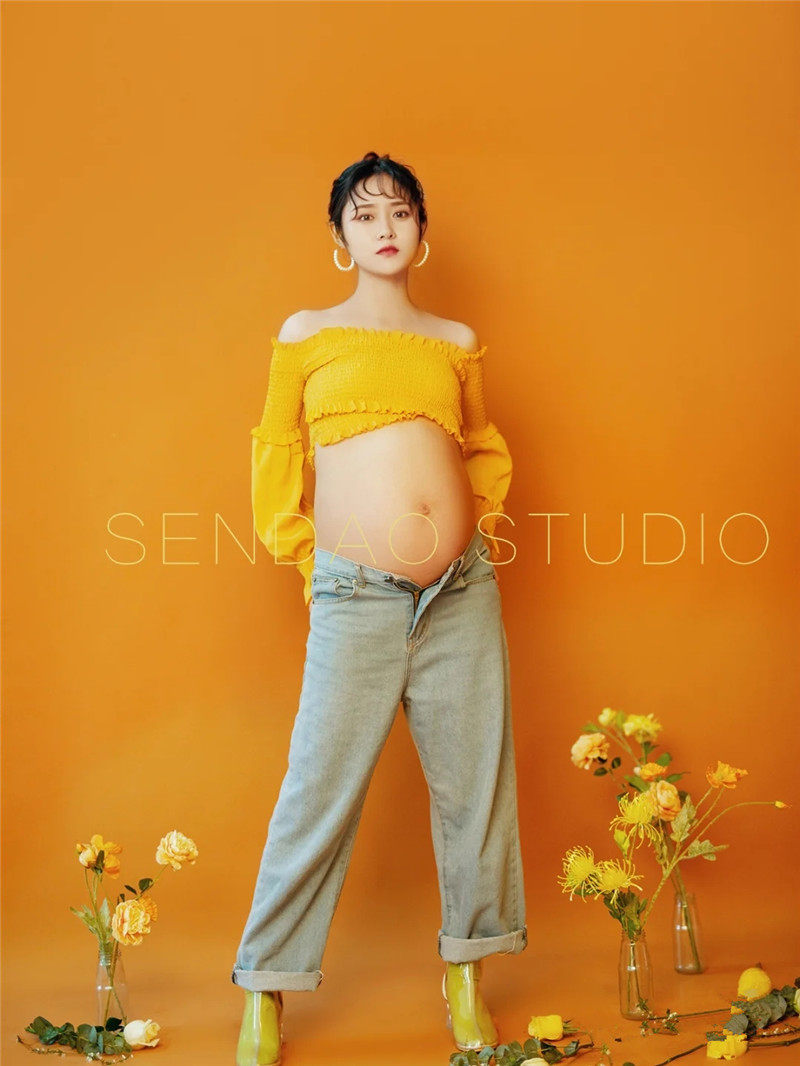 新款小清新孕妇照影楼个性孕照大肚 唐戴影楼服装