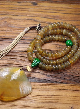 精品天然牛角算盘珠手串文玩项链