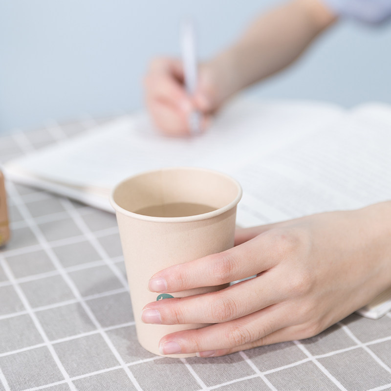 得力一次性加厚纸杯子家用饮料咖啡可乐奶茶热饮水杯竹纤维办公室,淘宝优惠券,粉丝福利购,淘宝优惠卷