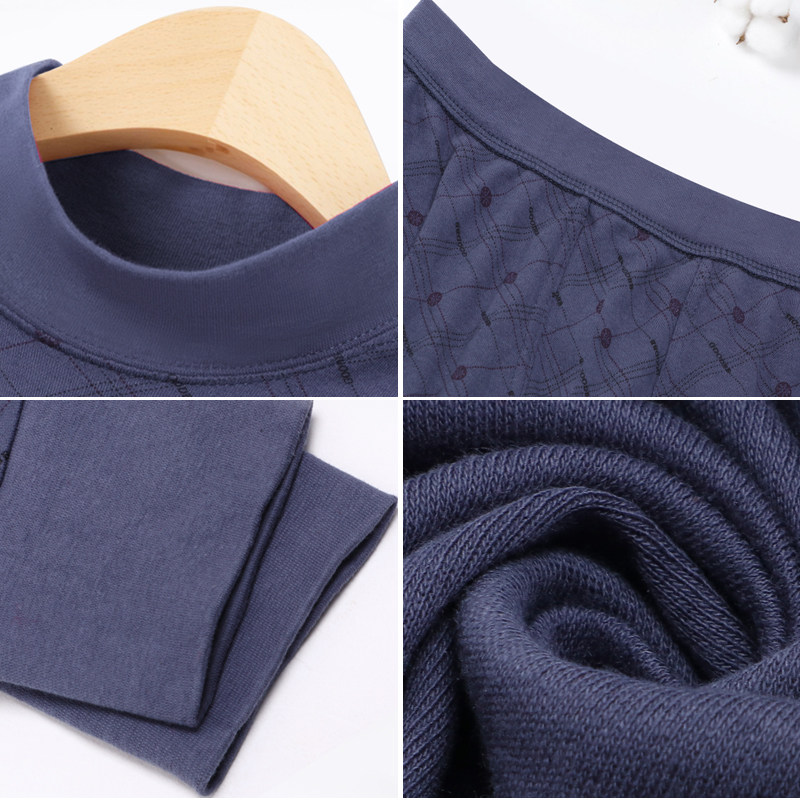 北极绒男套装纯棉高领男士保暖秋衣 北极绒伊紫保暖套装