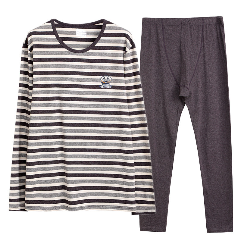 北极绒男套装薄款纯棉男士青年秋衣 北极绒伊紫保暖套装