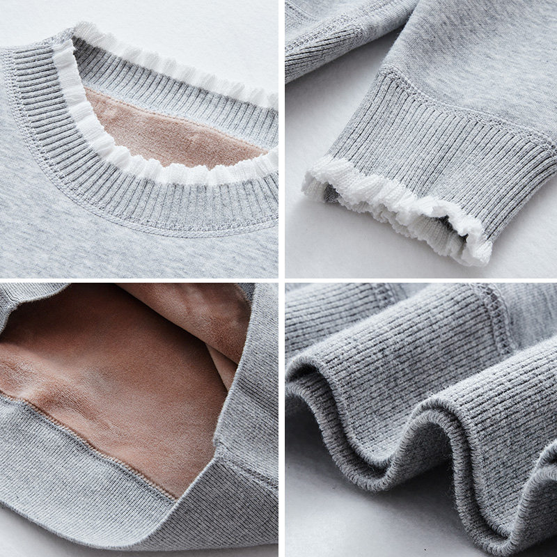 北极绒保暖内衣女学生少女大童加绒 北极绒伊紫保暖套装