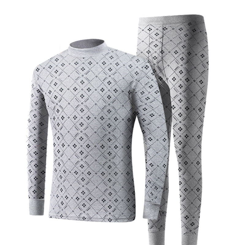 北极绒男套装纯棉高领男士保暖秋衣 北极绒伊紫保暖套装