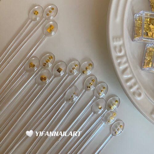 YIFANNAIL【中古风】复古螺纹圈圈 爱心几何金属美甲饰品S76 - 图2