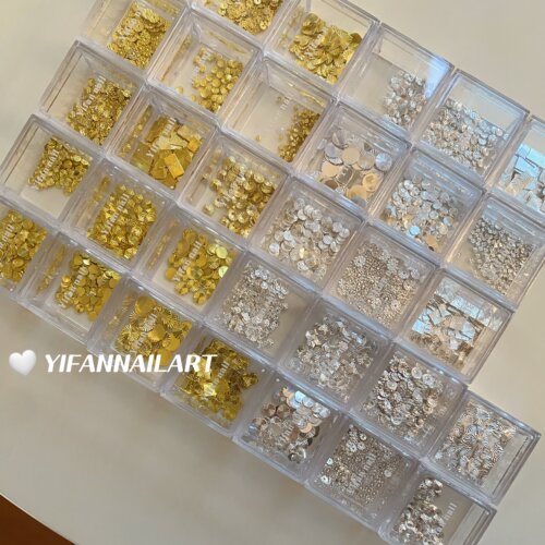 YIFANNAIL【中古风】复古螺纹圈圈 爱心几何金属美甲饰品S76 - 图3