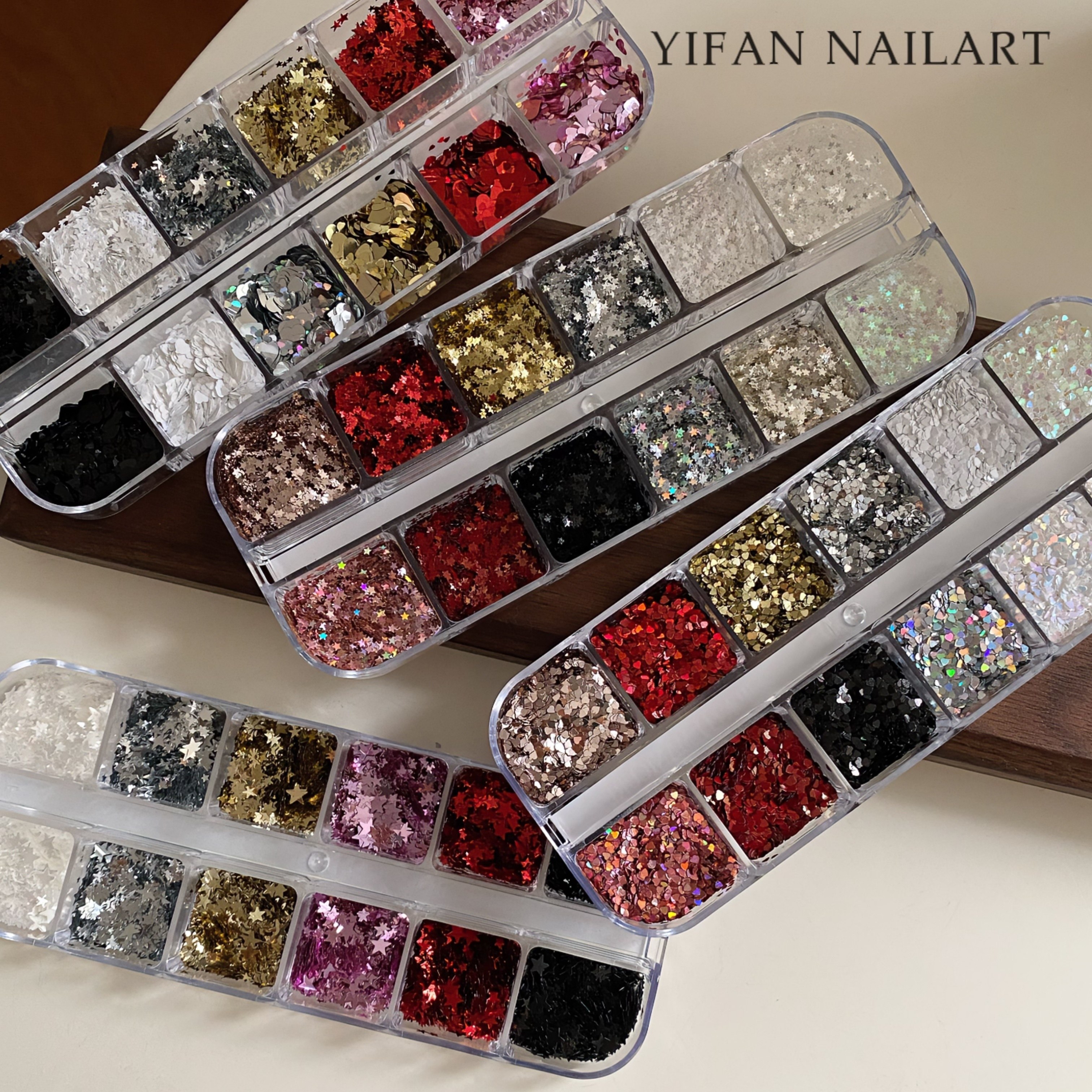 YIFANNAIL 新年 超迷你1mm五角星 1mm爱心 混合装美甲亮片T14,淘宝优惠券,粉丝福利购,淘宝优惠卷