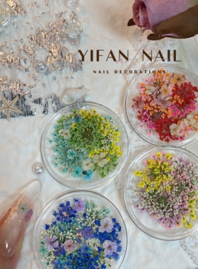 唯美小碎花混装彩色干花美甲饰品