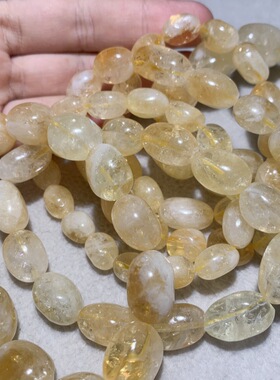 天然巴西黄水晶糖豆手链黄阿赛随形通孔包邮