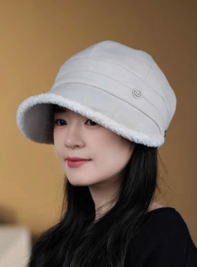 冬季加绒加厚百搭露丝帽女字母帽
