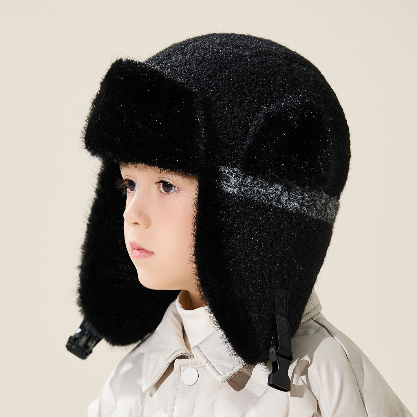 儿童雷锋帽女冬季加绒加厚保暖护耳帽子男孩宝宝亲子款骑行防风帽,淘宝优惠券,粉丝福利购,淘宝优惠卷