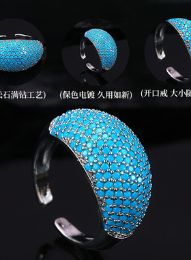 复古古法金色满钻排钻戒指半圈满天星镶嵌轻奢简约高级感个性指环