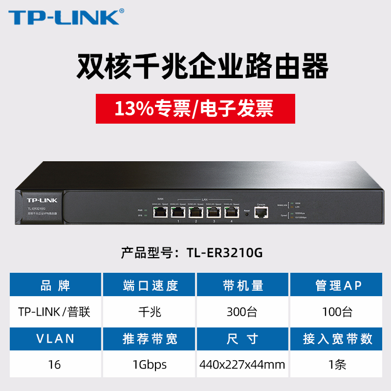 【专票】普联/TP-LINK TL-ER3210G 8/5口千兆企业路由器AC控制器/上网行为管理带宽叠加APP管控黑白名单 - 图1