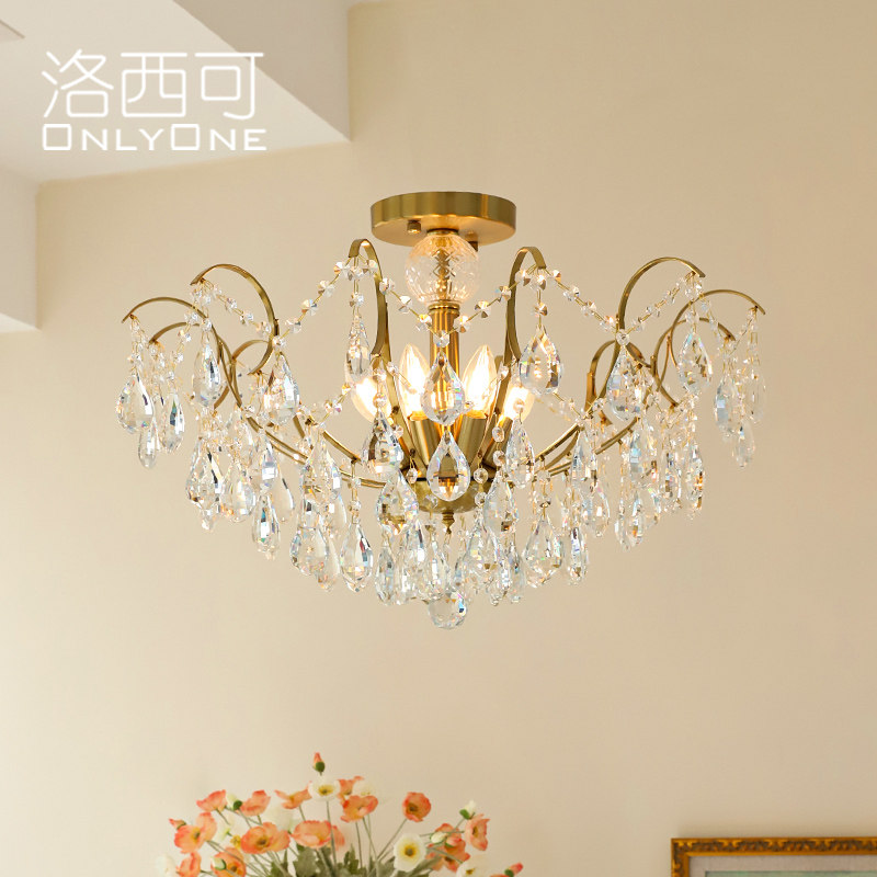 洛西可 复古轻奢法式水晶吊灯 美式后现代卧室客厅餐厅创意灯具,淘宝优惠券,粉丝福利购,淘宝优惠卷