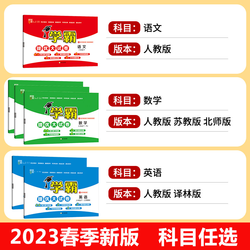 小学学霸提优大考卷六年级下册语文数学英语全套6年级下人教版苏教版北师大译林同步期中期末模拟试卷测试卷子经纶学典-图0