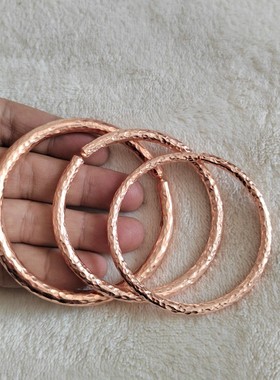 同古纯铜手工手镯饰品红铜紫铜镯子简约锤印新款情侣款黄铜手环