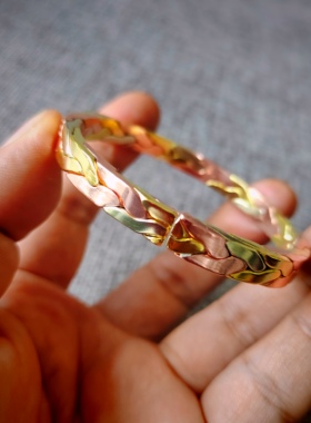 手工手镯红铜紫铜黄铜白铜镯子编织女款时尚民族风饰品纯铜无镀层