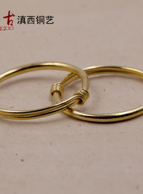 同古纯黄推拉成人款民族风铜手镯