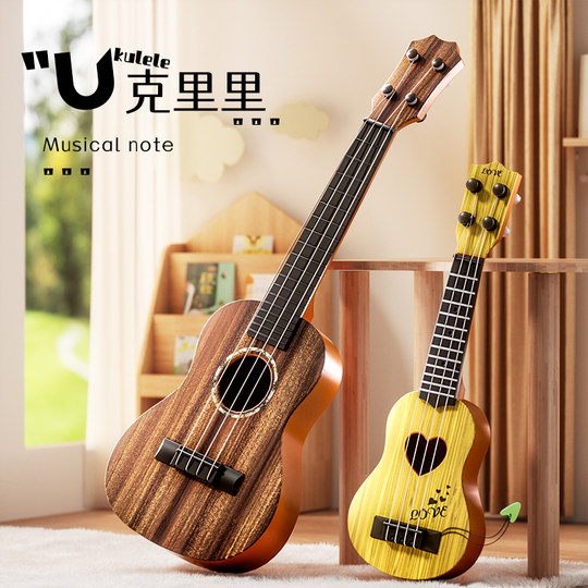 Juguete de guitarra para principiantes para niños de 21 pulgadas que puede tocar el ukelele, instrumento musical de iluminación, juguete