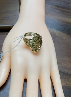 和田玉碧玉猫眼金镶戒指