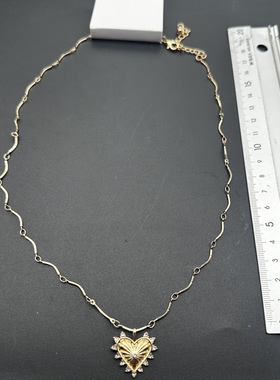 A79欧美风外贸出口尾单镀金复古风镶钻金属做旧项链耳钉手链