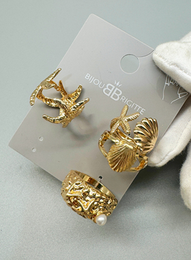 3.5原单女士发夹时尚百搭气质简约个性戒指小款尾戒套装日韩