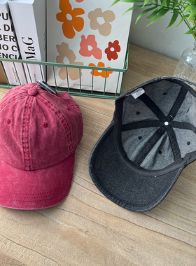 美式复古全棉水丹宁棒球帽鸭舌帽