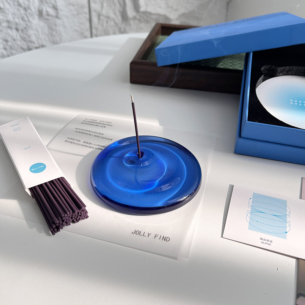 小众高级！礼盒套装！北欧家居美学室内摆件涟漪玻璃香座手工线香,淘宝优惠券,粉丝福利购,淘宝优惠卷