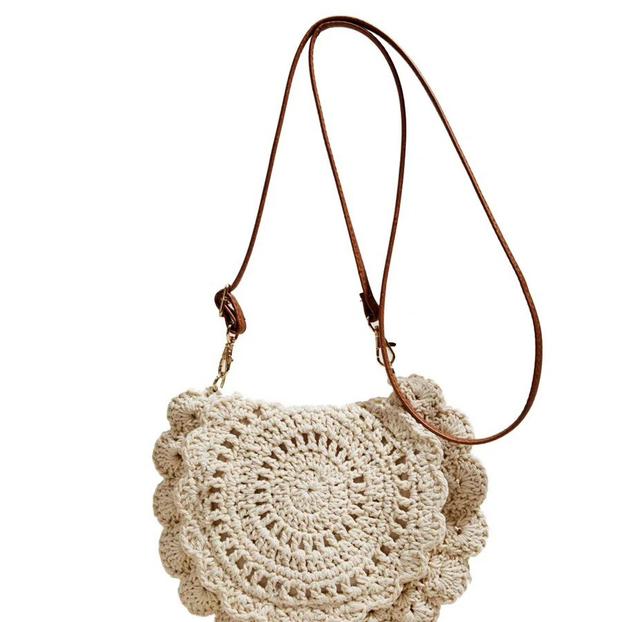 【小花包】日本出口手工钩针编织包新款夏天度假沙滩包单肩斜挎包