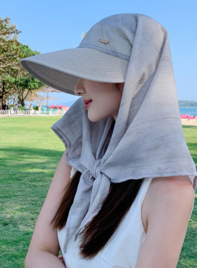 Sun Hat防晒大帽檐护颈护脖帽子女轻薄透气护肩遮阳帽沙滩太阳帽