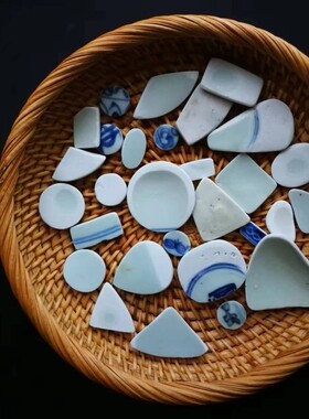 古瓷片明清青花瓷青花古瓷片