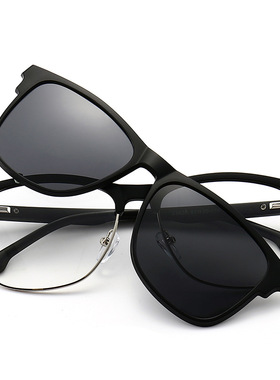 新款磁吸套镜近视眼镜男磁铁吸附夹片太阳镜墨镜二合一半框眼镜架