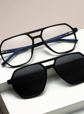 近视套镜男款磁吸眼镜近视太阳镜双梁超轻眼镜框司机驾驶偏光墨镜