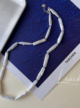 牙签巴洛克珍珠纯银锁骨链简约