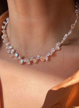 925纯银可调节小花瓣炫彩锁骨连