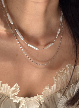 天然巴洛克碎银子项链女