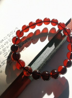 水晶天然血珀一物一拍红色化石