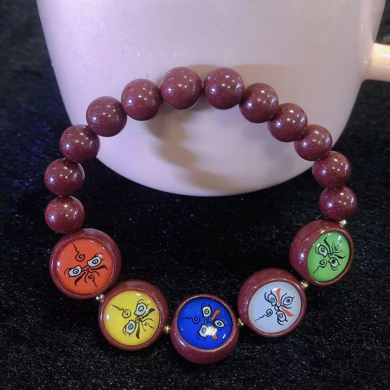 天然高含砂量朱砂紫晶砂唐采手链女湘西男士款龙年转运情侣手链 - 图0