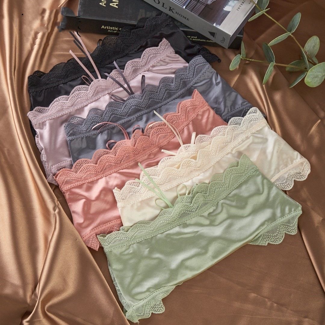 纯欲丝绸缎面蕾丝边中腰内裤女士蚕丝内裆性感柔软透气三角裤秋冬,淘宝优惠券,粉丝福利购,淘宝优惠卷